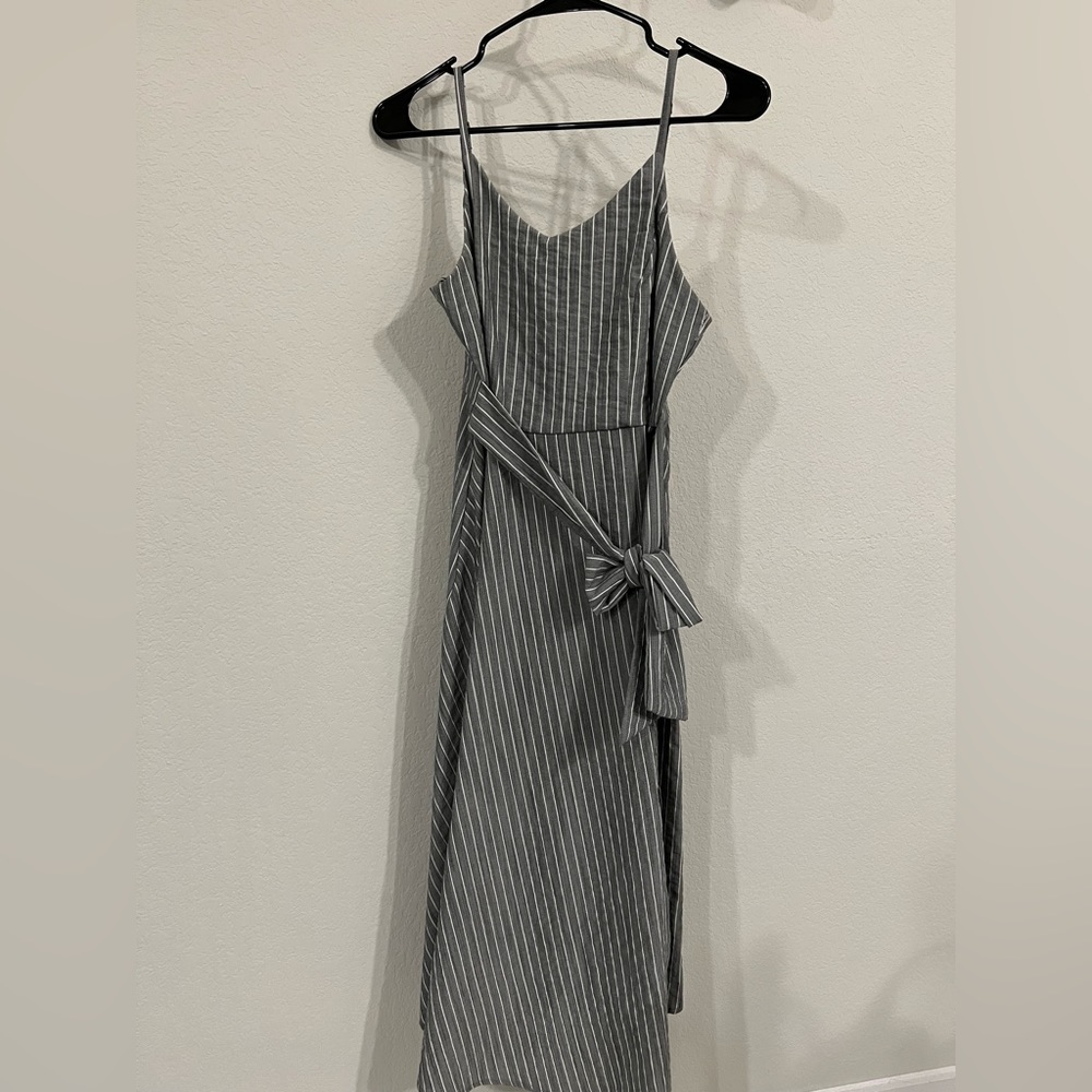 Grade and Gather Striped Linen Dress